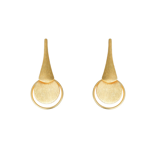 Italian Gold Plated Cone Circle Dangle Earrings