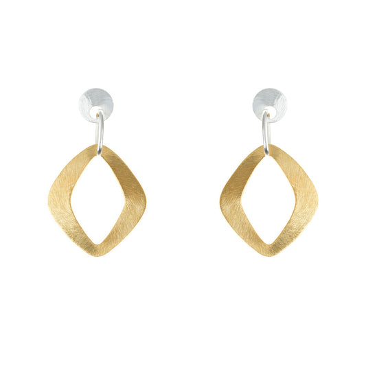 Italian Dual Tone Quadrangle Dangle Earrings