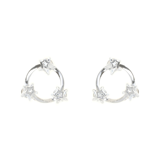 Silver zircon 'The Trinity Circle' earrings