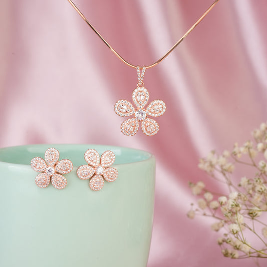 Elegant Floral Earring-Pendant Set