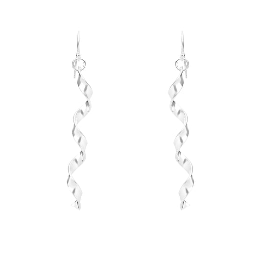 Italian Silver Twister Dangle Drop Earrings
