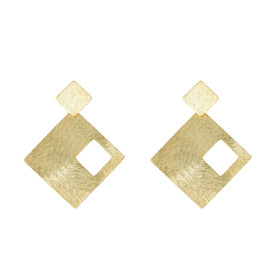 Italian Gold Plated Square Dangle Earrings