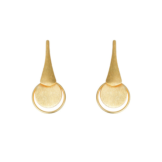 Italian Gold Plated Cone Circle Dangle Earrings