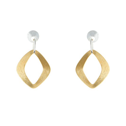 Italian Dual Tone Quadrangle Dangle Earrings