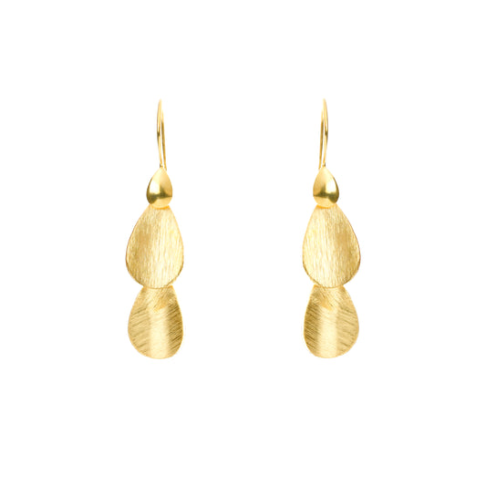 Italian Gold Plated Petal Drop Dangle Earrings