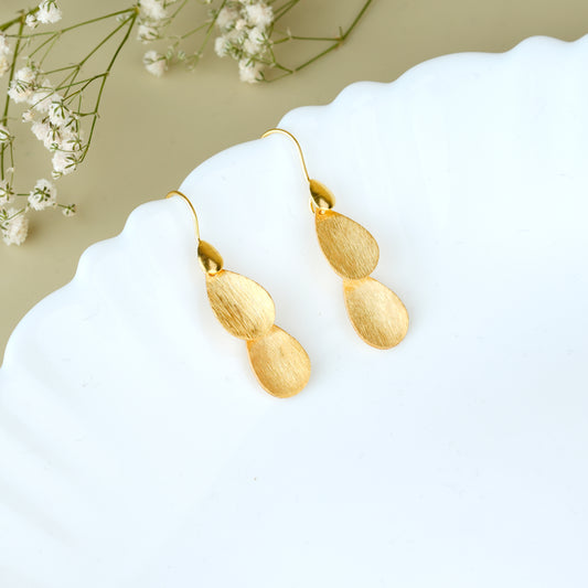 Italian Gold Plated Petal Drop Dangle Earrings