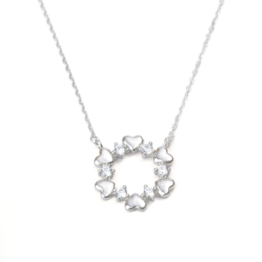 Silver Heart Cluster Pendant Necklace