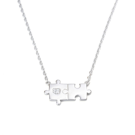 Silver Puzzle Piece Pendant Necklace