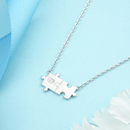 Silver Puzzle Piece Pendant Necklace