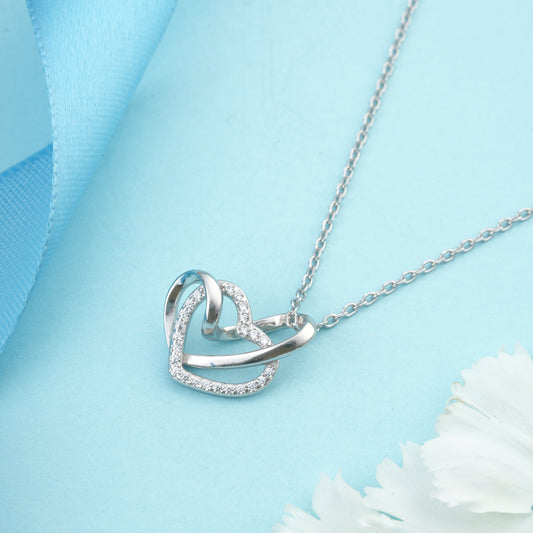 Linked Hearts Silver Necklace