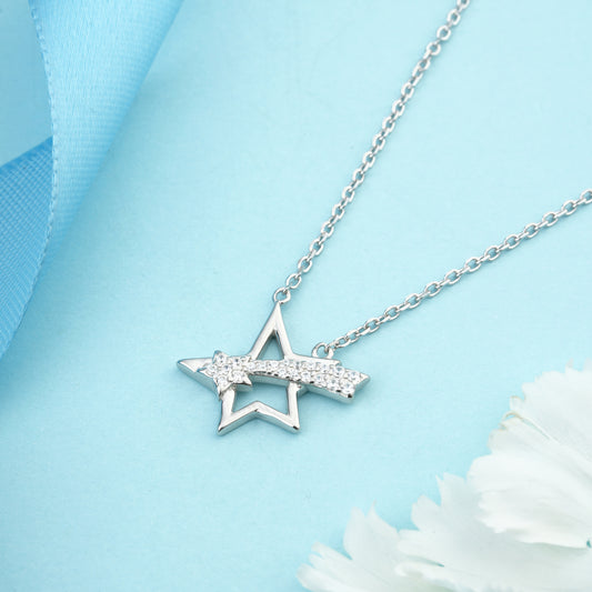 Silver Shooting Star Pendant Necklace