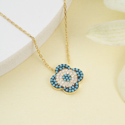 Floral Pendant with Marble necklace