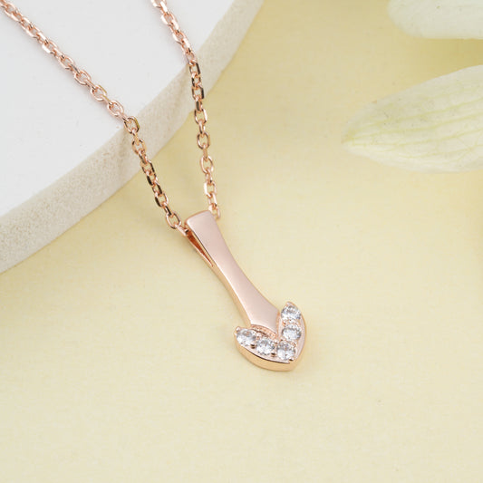 Rose Gold Arrow of Elegance Pendant with StonesNecklace