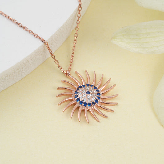 Sunburst Pendant with AAA Zircon Stones Necklace