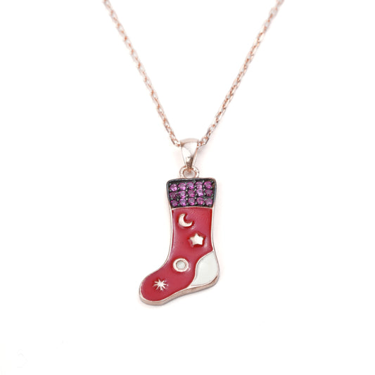 "Rose Gold Cozy Socks Pendant Necklace