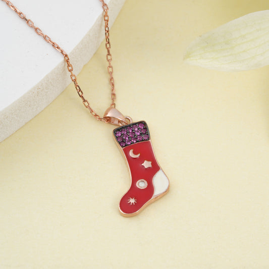 "Rose Gold Cozy Socks Pendant Necklace