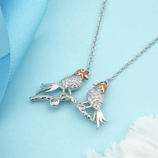 Twin Bird Necklace with Nepalese Pendant