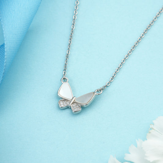 Silver Necklace with Butterfly Pendant