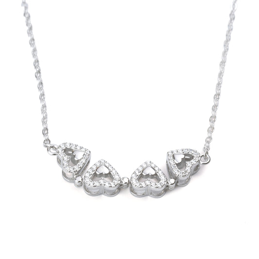 Quad Heart Magnetic Silver necklace