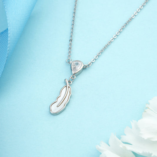 Silver Whisper Feather Pendant Necklace