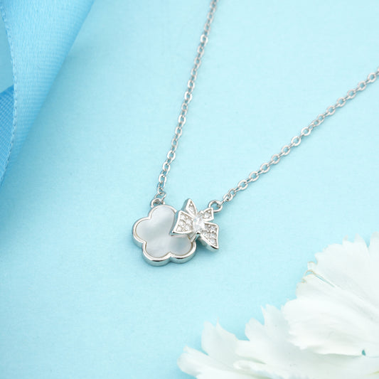 Silver Bloom and Flutter Necklace