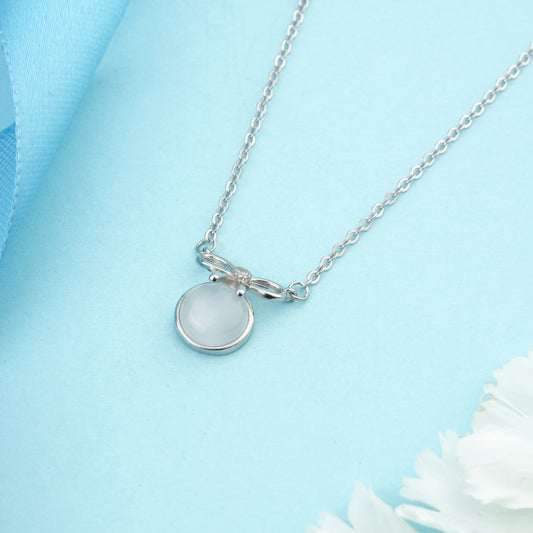 Silver Tied Circle Pendant Necklace