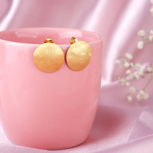 Italian Gold Plated Cute Button Dangle Earrings