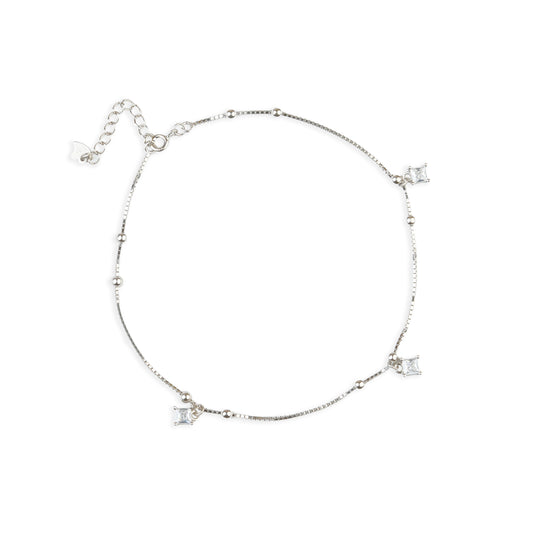 Silver Dew Drop Anklet