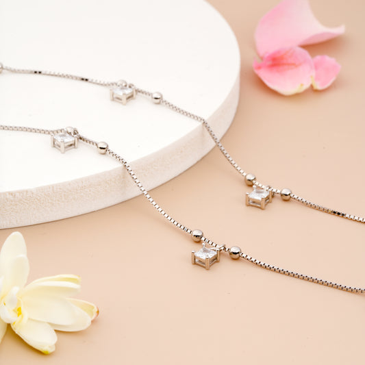 Silver Dew Drop Anklet