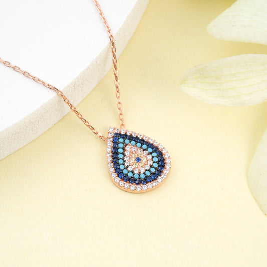 Rose Gold Evil Eye 'Guardian Glimmer' Necklace