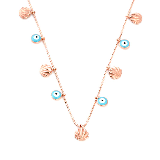 Rose Gold Evil Eye 'Oceanic Eye Charm' Necklace