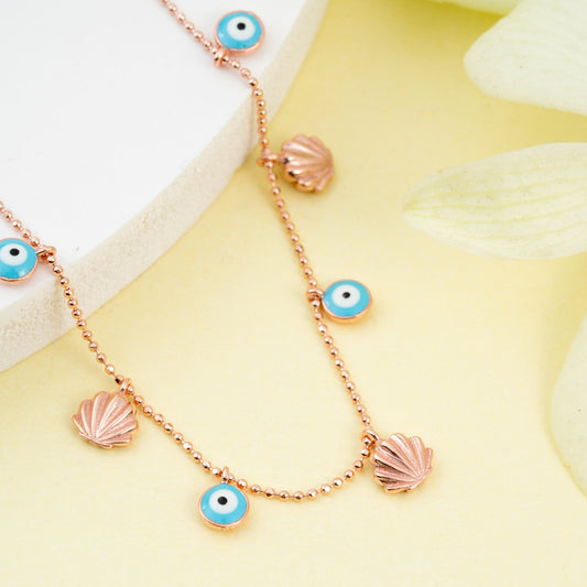 Rose Gold Evil Eye 'Oceanic Eye Charm' Necklace