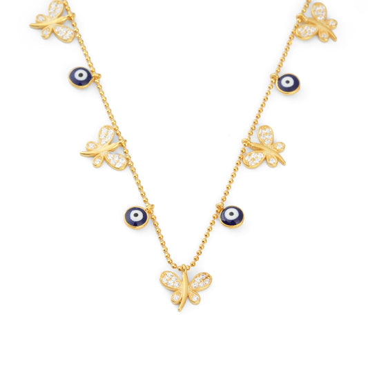 Gold Evil Eye 'Butterfly Magic Eye' Necklace