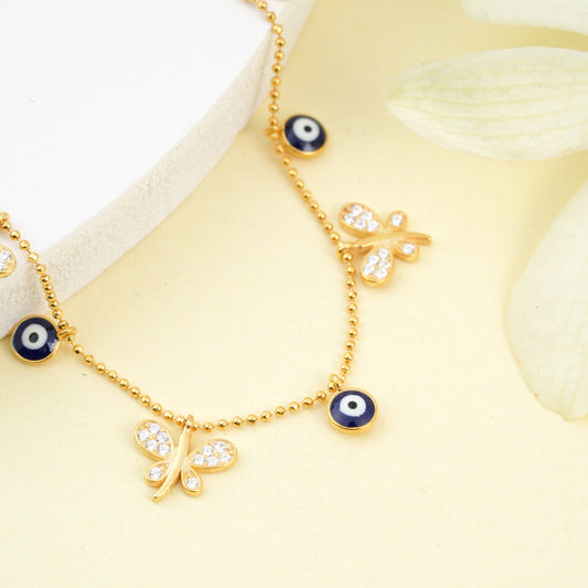 Gold Evil Eye 'Butterfly Magic Eye' Necklace