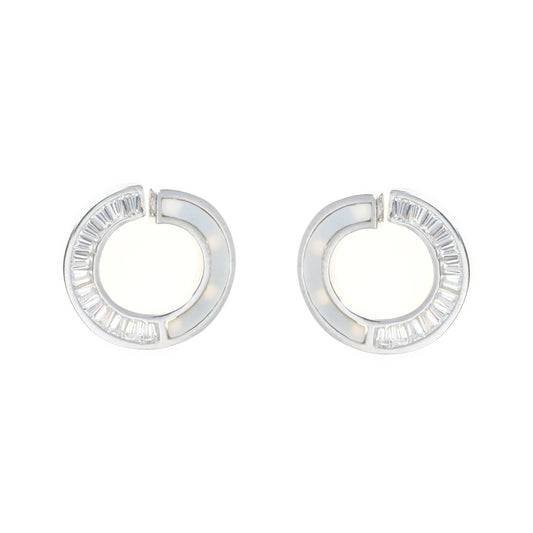 Silver zircon 'Circle of Life' earrings