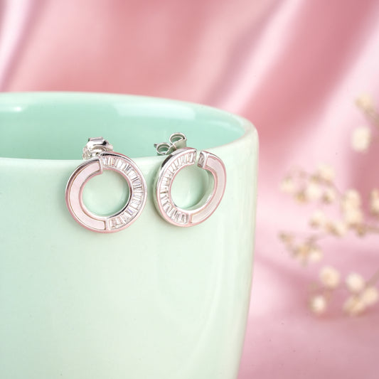 Silver zircon 'Circle of Life' earrings