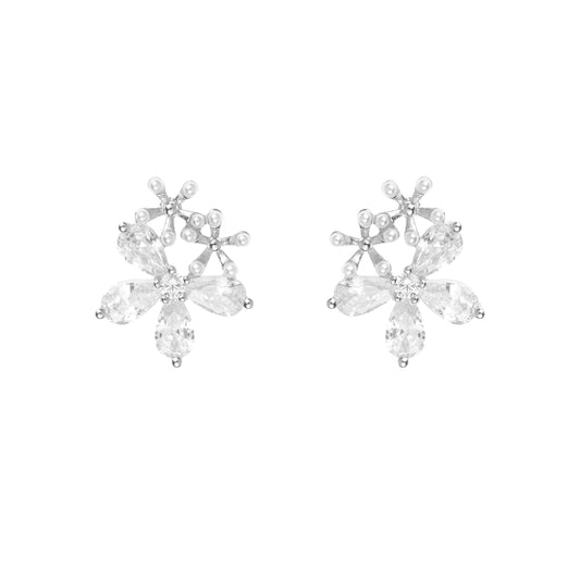 Silver zircon 'Blossoming Ensemble' earrings