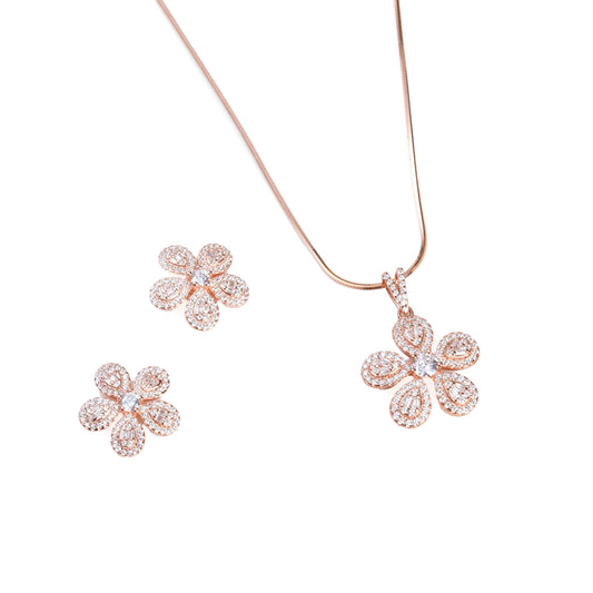 Elegant Floral Earring-Pendant Set