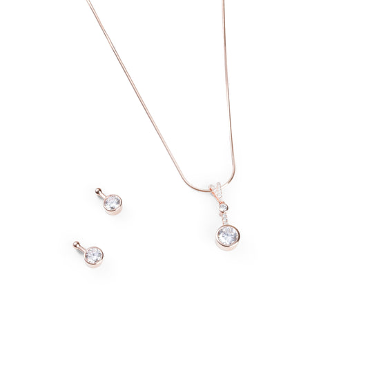 Minimalist Crystal Earring-Pendant Set