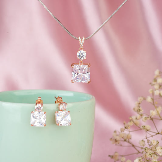 Timeless Solitaire Earring-Pendant Set