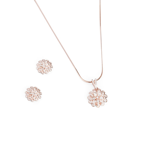 Floral Elegance Earring-Pendant Set