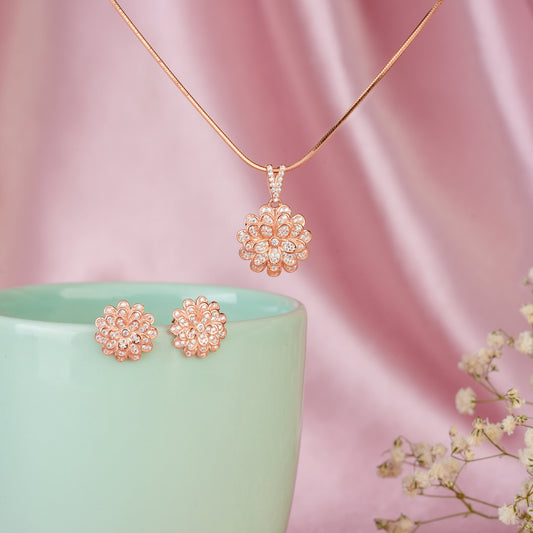 Floral Elegance Earring-Pendant Set