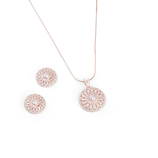 Sophisticated Solitaire Earring-Pendant Set