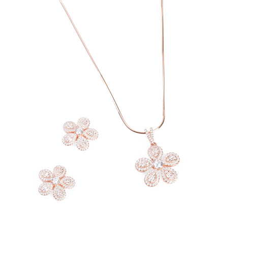 Elegant Floral Earring-Pendant Set