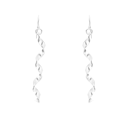 Italian Silver Twister Dangle Drop Earrings