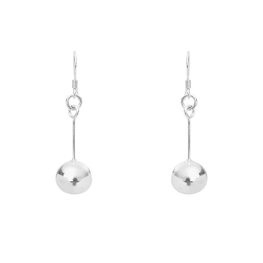 Italian Silver Disco Hanging Drop Dangle Earrings