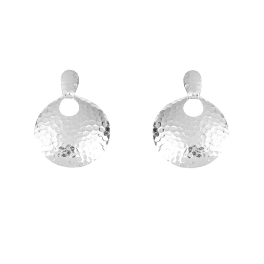 Italian Silver Classic Hammered Moon Earrings