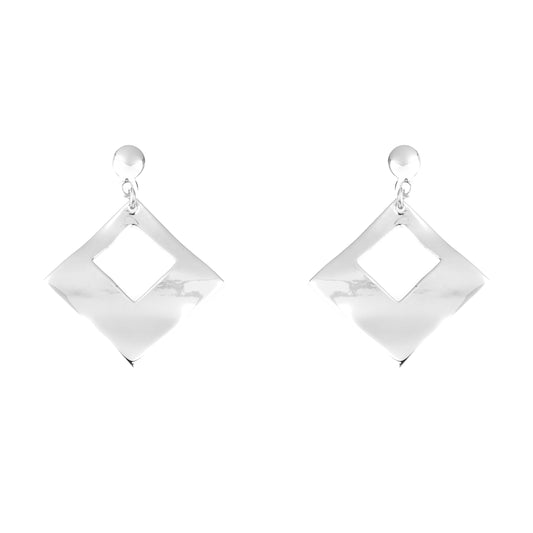 Italian Silver Cute Square Dangle Earrings