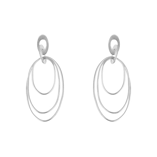 Italian Silver French Wired Oval Dangle Earrings