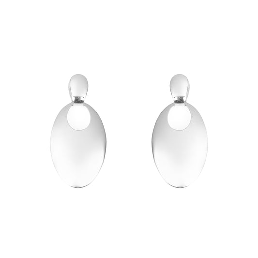 Italian Silver Oval Dangle Earrings